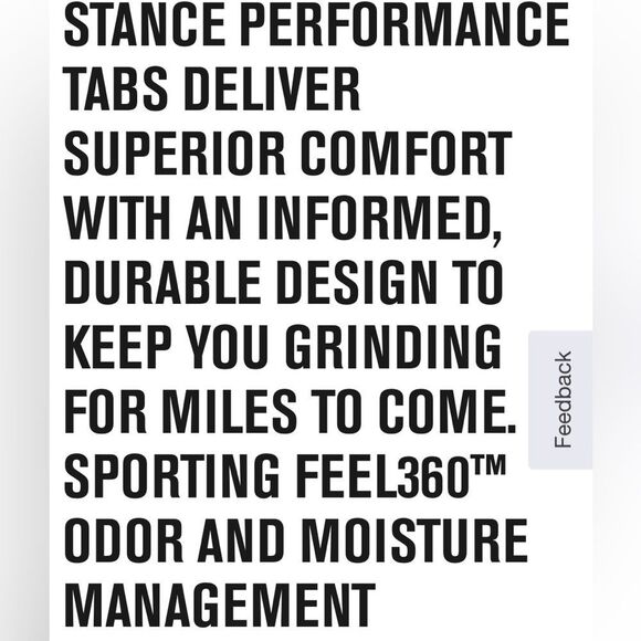 STANCE PERFORMANCE TAB HEIGHT SIZE X LARGE IN BLACK Run Light Tab ST NWT - Picture 4 of 6